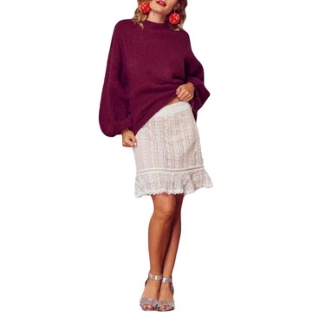 NWT Lost + Wander Womens Lace Floral Mini Skirt